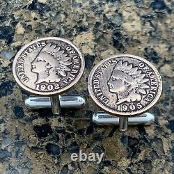 10 Pairs Wholesale Lot Antique Vintage Indian Head Penny Cent Coin Cufflinks