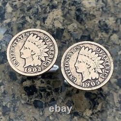 10 Pairs Wholesale Lot Antique Vintage Indian Head Penny Cent Coin Cufflinks