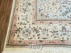 10' X 13' Vintage Hand Made Indian Amritsar Wool Rug Oatmeal Soft Blue