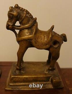 103 Antique Pair Indian Bronze Horse Figurines 19TH C. Truly Stunning