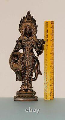 14'' Inches Vintage Shera Wali Maa Brass Statue Trident Durga Kali Figurine HK01