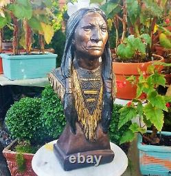 18 antique cigar store indian countertop display statue vtg chalkware tobacco