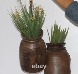 1840's Vintage Wooden Set of 2 Wall Decor Himachali Flower Pot/Planter 13054