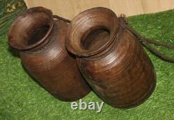 1840's Vintage Wooden Set of 2 Wall Decor Himachali Flower Pot/Planter 13054