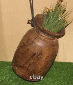 1840's Vintage Wooden Wall Decorative Himachali Flower Pot/Planter Vase13055