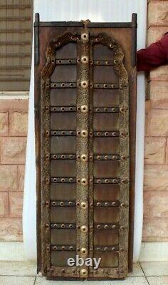 18th C Brass Iron Fitte Handcrafted Wooden Indian Fort Vintage Window Door