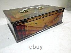 1900's ANTIQUE VINTAGE HANDCRAFTED CLOTH WORK IRON ON PAINTED JEWELLERY BOX