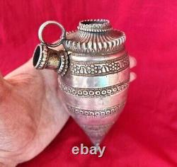 1900's Old Vintage Antique Fine Silver Unique Shape Very Rare Tribal Hookah Pot
