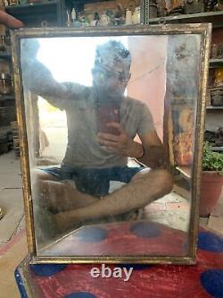 1900's Old Vintage Indian Handcrafted Wooden Wall Hanging Mirror Dressing Mirror