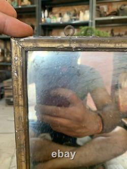 1900's Old Vintage Indian Handcrafted Wooden Wall Hanging Mirror Dressing Mirror