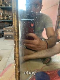 1900's Old Vintage Indian Handcrafted Wooden Wall Hanging Mirror Dressing Mirror