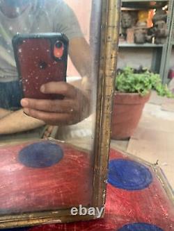 1900's Old Vintage Indian Handcrafted Wooden Wall Hanging Mirror Dressing Mirror