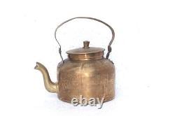 1900's Vintage Indian Antique Hand Crafted Brass Kitchenware Tea Pot Kettle PA46