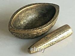 1920's Antique Old Vintage Rare Hand Carved Small Miniature Brass Mortal Pestle