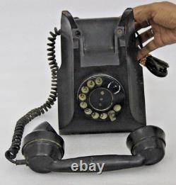 1964 Vintage Black Bakelite Desk Call, Dial Rotary Retro Landline TELEPHONE Old