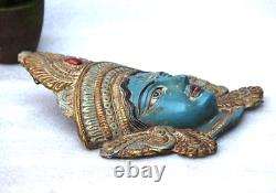 1970's Vintage Iron Hindu Goddess DURGA Face Statue Handcrafted Old Original