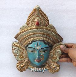 1970's Vintage Iron Hindu Goddess DURGA Face Statue Handcrafted Old Original