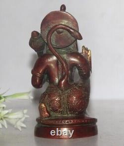 1970's Vintage Old Brass Hindu God Hanuman Statue Decorative & Collectible 8576