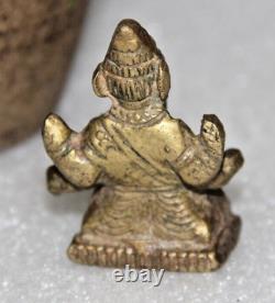 1980's Vintage Old Brass Hindu Religious Ganesh Statue Small Antique Collectible