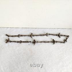 19c Vintage Handmade Sparrow Birds Human Decorated Brass Hanging Chain Rare M269