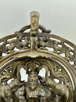 19th Century Lakshmi Brass Metal Oil Lamp South India Kerala Vintage Antique