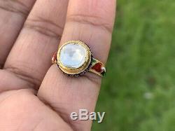 2 Carat Diamond Solitaire Ring. Enamel Shank. Vintage Jaipur. Superb Quality