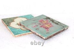 2 Pc Old Vintage Antique Rare Ceramic Tiles Home Garden Decor Collectible PG60
