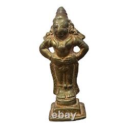 2 Pcs Vintage Antique Rare South Indian Brass Hindu God & Goddess Figure /Statue