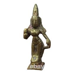 2 Pcs Vintage Antique Rare South Indian Brass Hindu God & Goddess Figure /Statue