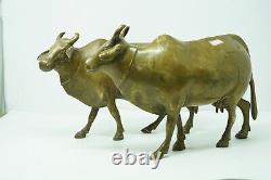2 Pcs Vintage Old Brass Rare Hand Crafted Cow Decorative Pair NH7192
