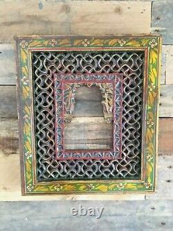 2 Vintage Fretwork Panels Indian Jali Work Picture Frames Ornate Decorative