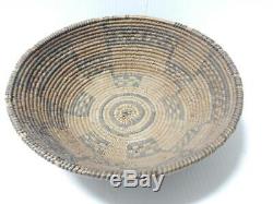 3 Color Western Apache Vintage Antique Indian Basket Tray Old Willow 3 Rod Coil