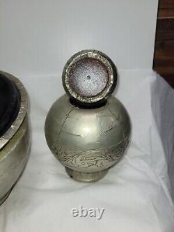 3 Vintage Indian Wooden Bowls With Metal Coverings