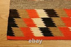 3' x 3' American Indian Navajo Rug Vintage Authentic Hand Woven Orange Red