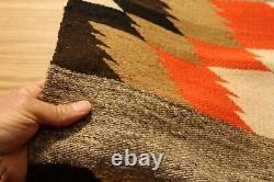 3' x 3' American Indian Navajo Rug Vintage Authentic Hand Woven Orange Red