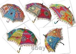 30 PC Lot Indian Antique Vintage Sun Shade Umbrella hand Embroidered Parasol Art