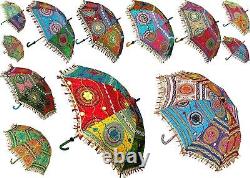 30 PC Lot Indian Antique Vintage Sun Shade Umbrella hand Embroidered Parasol Art