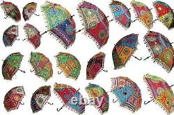 30 PC Lot Indian Antique Vintage Sun Shade Umbrella hand Embroidered Parasol Art