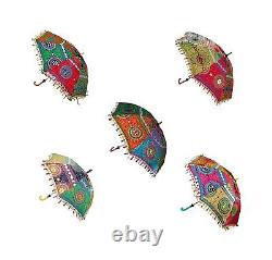 30 PC Lot Indian Antique Vintage Sun Shade Umbrella hand Embroidered Parasol Art