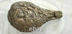5 inches Old Antique Vintage Brass God Carving Shankh Conch Statue Figurine Idol