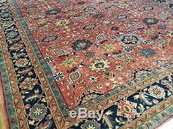 8' X 10' Vintage Hand Made Indo Heriz Serapi Wool Rug Carpet Rusted Red Nice