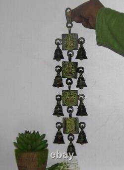 9 Vintage bells Handmade Old Brass All Hindu God Ganesh Good Luck wall hanging