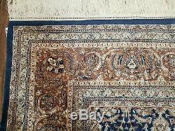 9' X 12' Vintage Hand Made Indian Agra Wool Rug Carpet Organic Blue Nice
