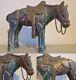 A Lovely Vintage Carved Wooden/brass Indian Horse Beautiful Distressed Paint