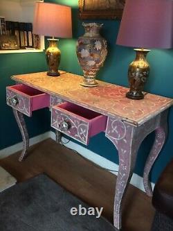 A very unusual vintage decorative Indian painted side /hall table/console c 1970