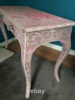 A very unusual vintage decorative Indian painted side /hall table/console c 1970