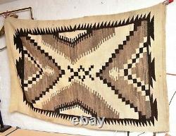 ANTIQUE Navajo Rug LARGE native american indian weaving VTG 71x46 Transitional