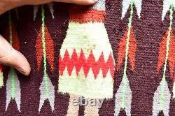 ANTIQUE Navajo Rug native american indian weaving VTG 32x22 Yei Pictorial corn