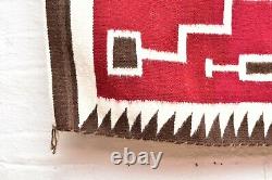 ANTIQUE Navajo Rug native american indian weaving VTG 45x30 LARGE STORM PAT RED