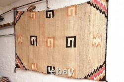 ANTIQUE Navajo Rug native american indian weaving VTG 54x36 LARGE Transitional